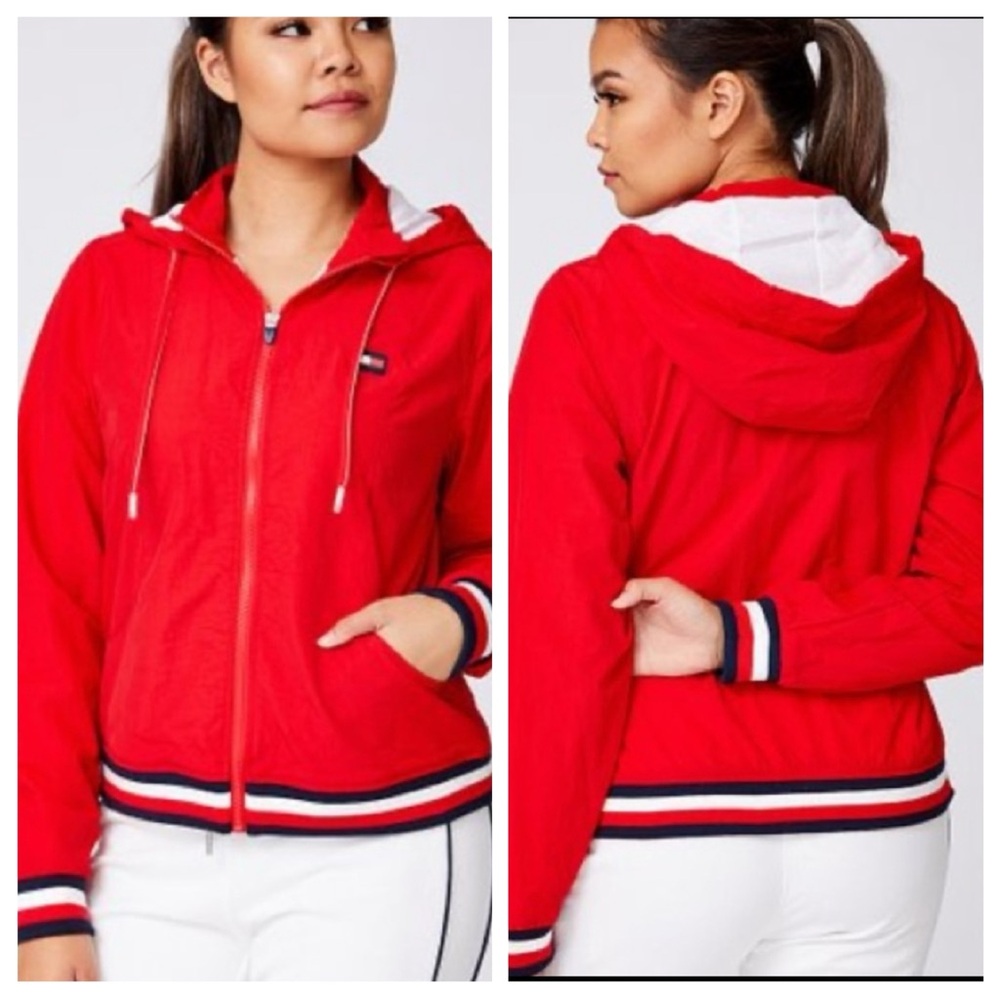 Tommy Hilfiger Sport Red Stripe Ribbed Hooded Zip Jacket-NWTXLOriginal $189  115